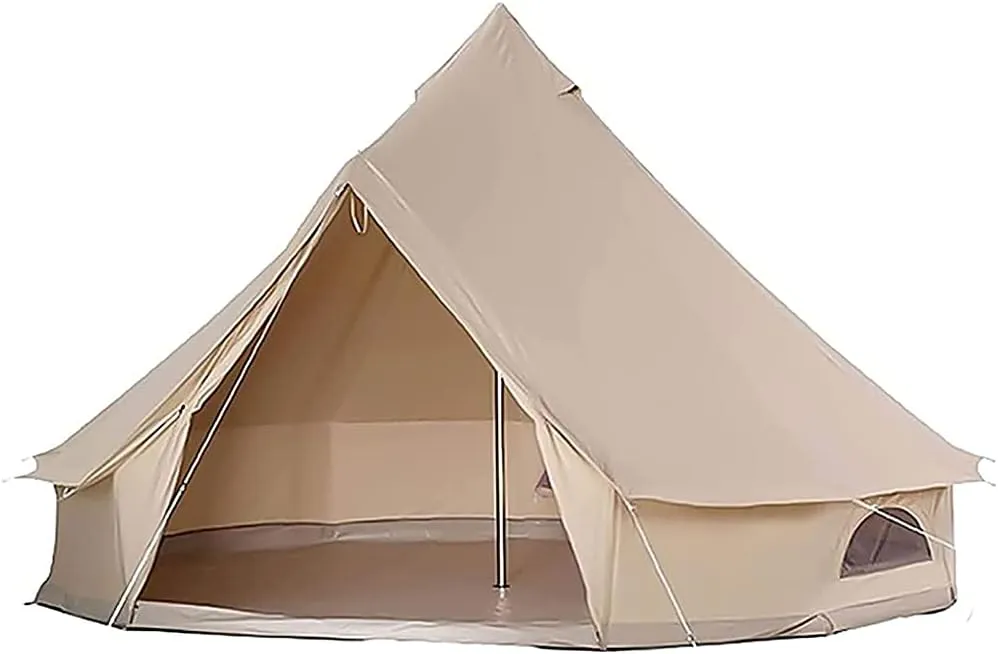 naturalistic squash venom and Chimney for Family Camping Hiking Hunting Party Shelter, 3/4/5/6m (4m/13.1ft) (4m/13.1ft) Outdoor Bell Tents Large Canvas Glamping Yurt Tent with Zipped Groundsheet 