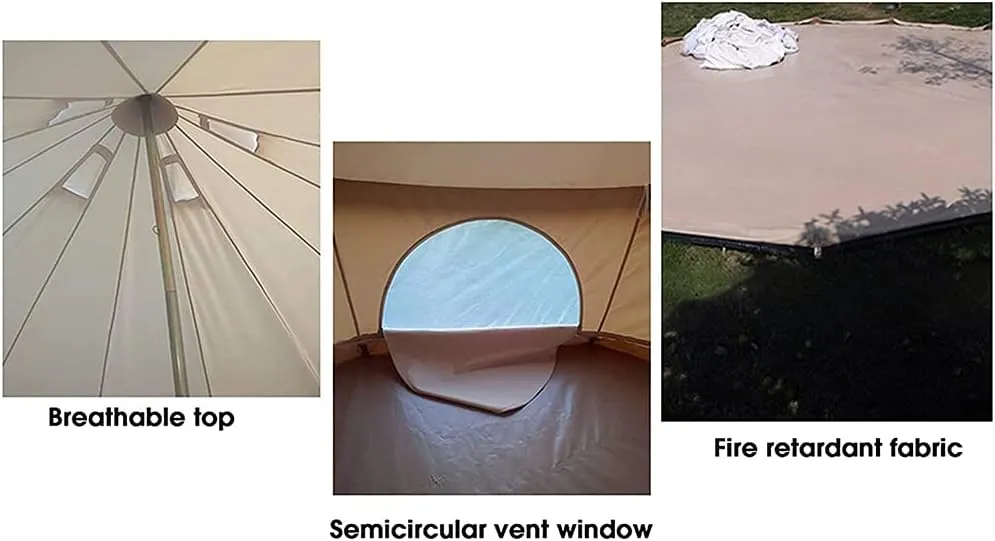 naturalistic squash venom and Chimney for Family Camping Hiking Hunting Party Shelter, 3/4/5/6m (4m/13.1ft) (4m/13.1ft) Outdoor Bell Tents Large Canvas Glamping Yurt Tent with Zipped Groundsheet 