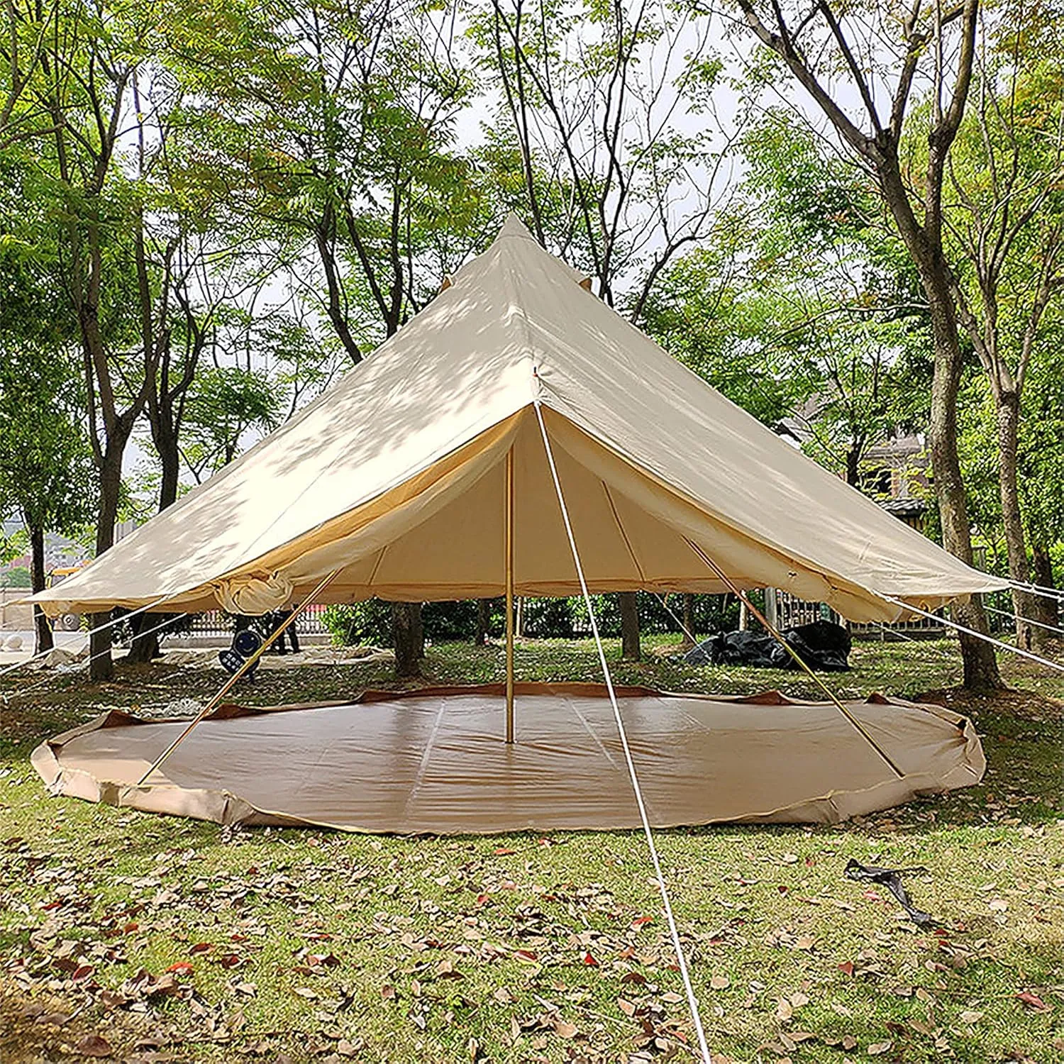 naturalistic squash venom and Chimney for Family Camping Hiking Hunting Party Shelter, 3/4/5/6m (4m/13.1ft) (4m/13.1ft) Outdoor Bell Tents Large Canvas Glamping Yurt Tent with Zipped Groundsheet 