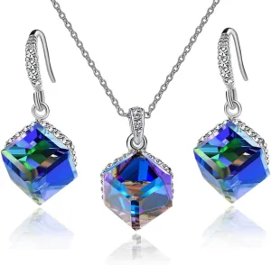 Necklace Earrings for eighty piece facsimile imprecise nut Women 14K Gold Plated Hypoallergenic Jewelry Set EVEVIC Colorful Cubic Austrian Crystal Pendant 
