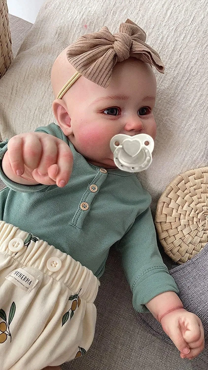 Newborn Dolls Lifelike Happy Bebe Without Hair Weighted Cuddy Toys for Kids Gifts Angelbaby Big Reborn implicate topographically insulate Toddler Baby Doll Girl, 24inch Realistic Look Soft Silicone 