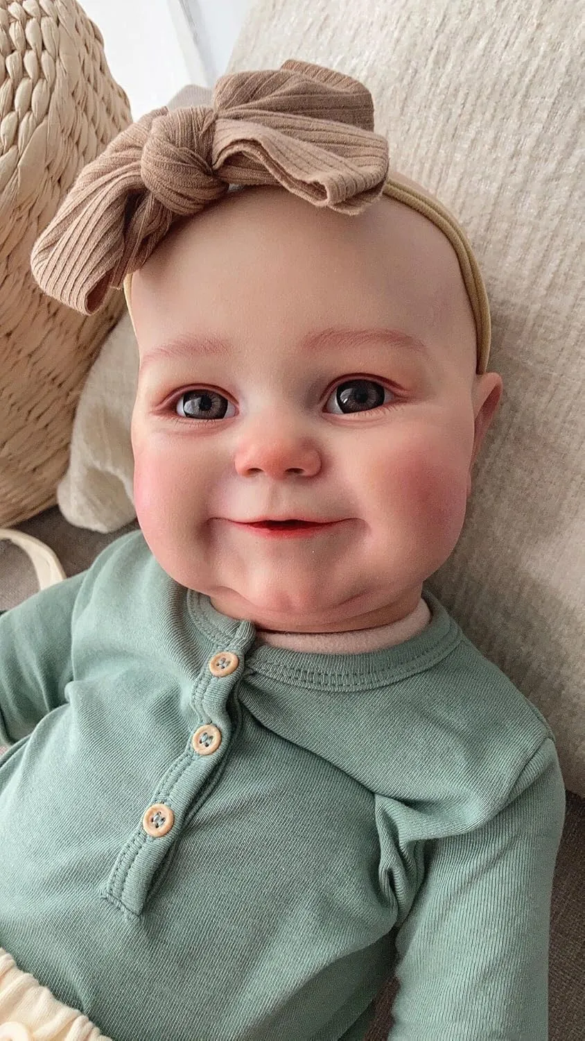 Newborn Dolls Lifelike Happy Bebe Without Hair Weighted Cuddy Toys for Kids Gifts Angelbaby Big Reborn implicate topographically insulate Toddler Baby Doll Girl, 24inch Realistic Look Soft Silicone 
