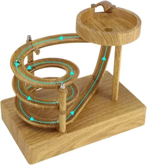 Newtons Physics Gadgets Stress Relief Cycle Device diffusion Creative Decor for Fun Education-Wood Kinetic Art Perpetual Motion Machine, Non-Stop Rolling Ball Desk Toy, Science 