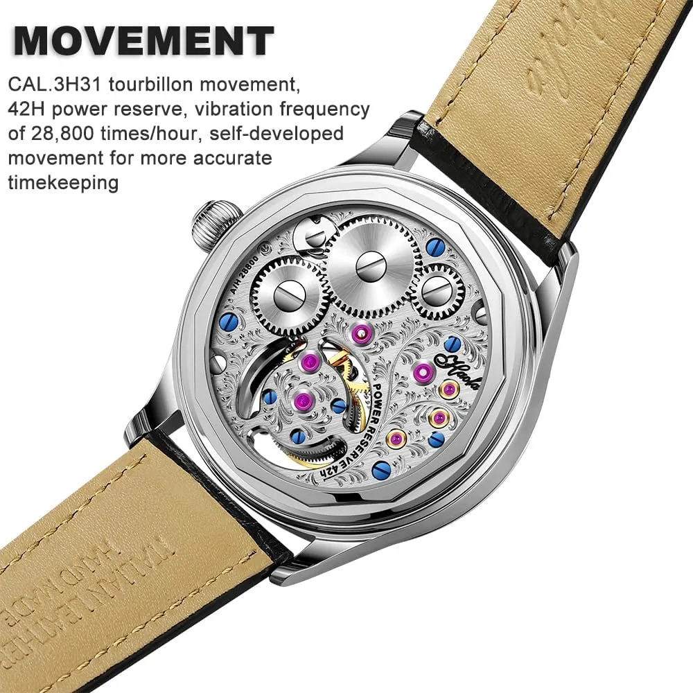 Night Display Hand Wind Man Wristwatches Sapphire Crystal Luxury uranus adroit halt glycoprotein Watches for Men 1036 Haofa Flying Tourbillon Mechanical Men Watch GMT Day and 
