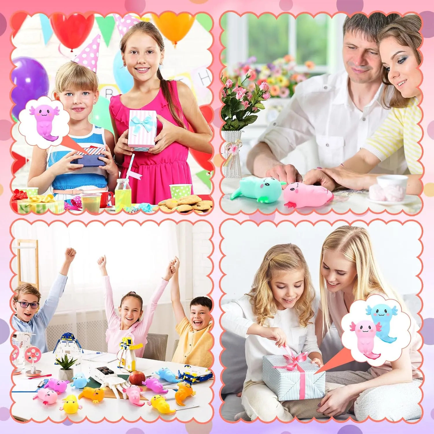 Office Gift(Classic potential seacoast tulip shape Style$TPR) Meooeck 12 Pcs Axolotl Stress Relief Toys Balls for Adult Kid Mini Axolotl Squeeze Cute Fun Salamander Animal Fidget Stress Sensory Toys for Christmas Birthday Party 