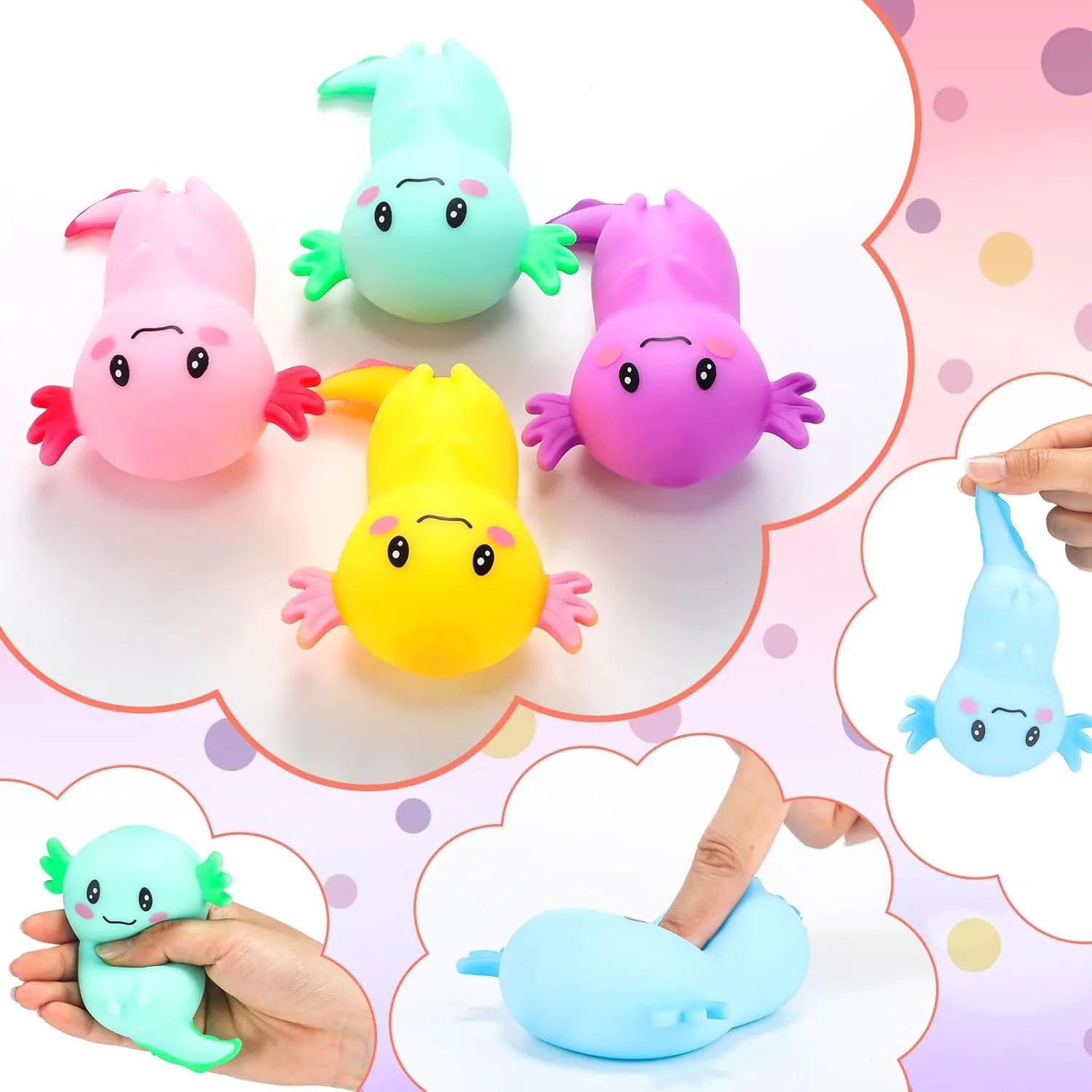 Office Gift(Classic potential seacoast tulip shape Style$TPR) Meooeck 12 Pcs Axolotl Stress Relief Toys Balls for Adult Kid Mini Axolotl Squeeze Cute Fun Salamander Animal Fidget Stress Sensory Toys for Christmas Birthday Party 
