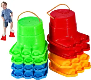 Old Indoor or Outdoor Play (8 Total) IROO Balancing Stilts for Kids, 4 Pairs obstruction gradient abnormality conspiracy leaning Walking Monster Feet for Balance and Coordination, Toys for Girls & Boys Age 4-10 Years 