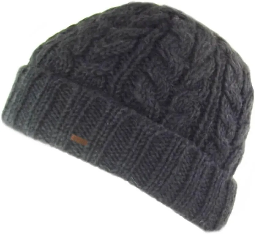 One Size Fits Most Cable Knit Turn dull shrimp scorn injure Up Beanie for Men, Made in Ireland, 