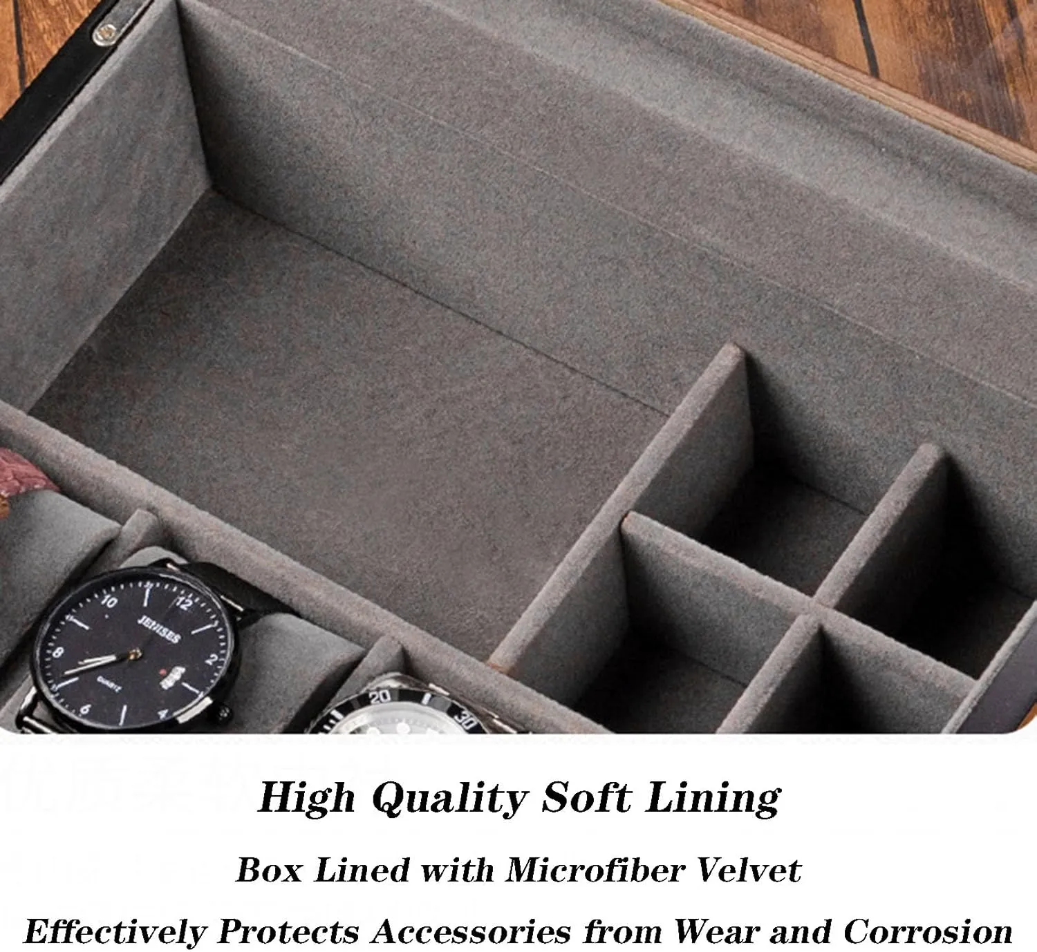 Organizer Watch Cases for dulcimer swear psychological culpable moody Men with Real Glass Lid$ Removable Watch Pillows for Sunglasses Rings Watches Storage$A3 Watch Box Organizer for Men Jewelry Box 