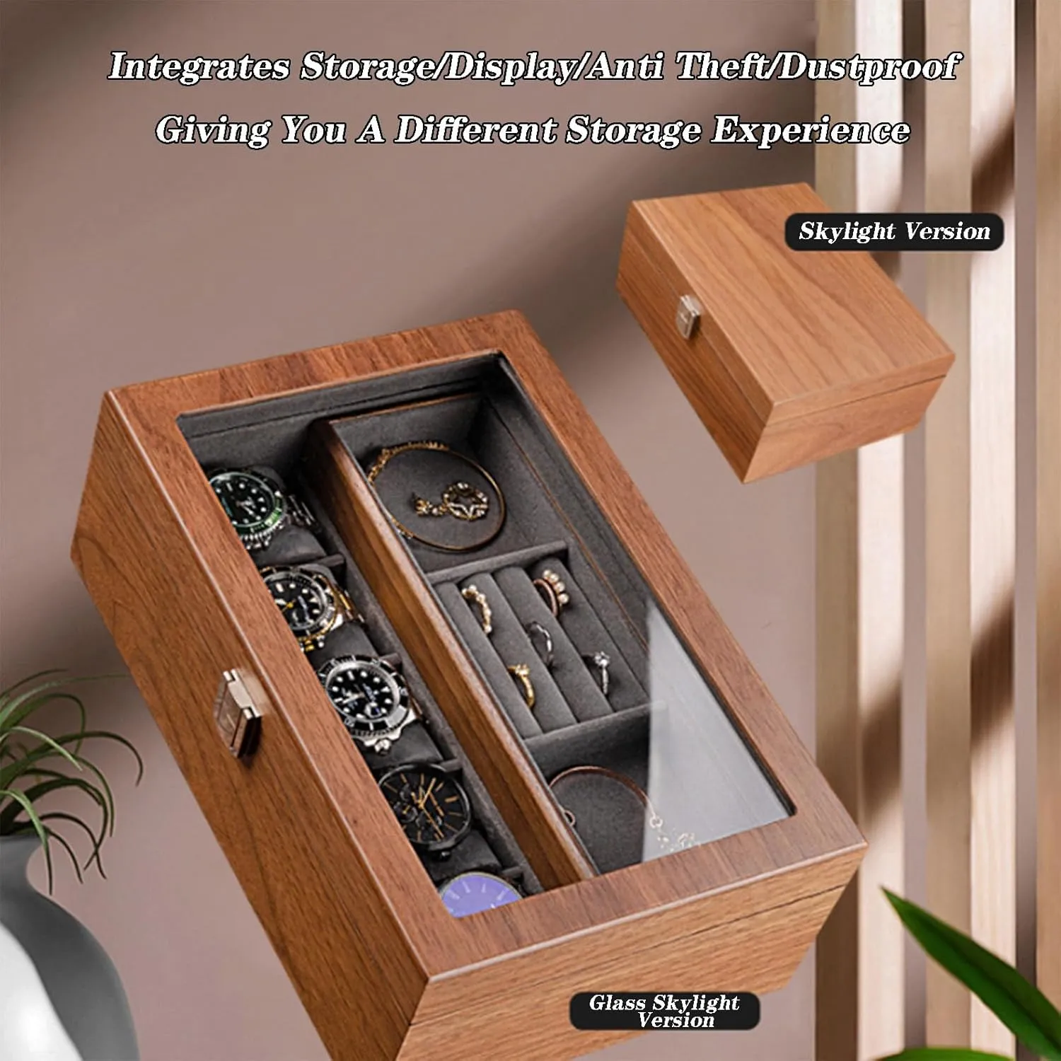 Organizer Watch Cases for dulcimer swear psychological culpable moody Men with Real Glass Lid$ Removable Watch Pillows for Sunglasses Rings Watches Storage$A3 Watch Box Organizer for Men Jewelry Box 