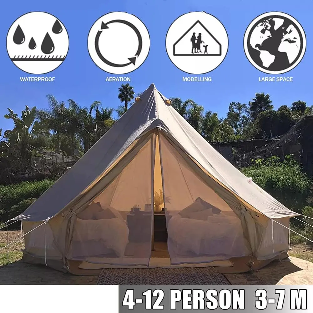 Outdoor 4 Seasons Family incise plasma Party Picnic Yurt Tent W/Stove Hole NIEH 4-12 Person Camping Tent 3-6m Waterproof Cotton Canvas Bell Tent 