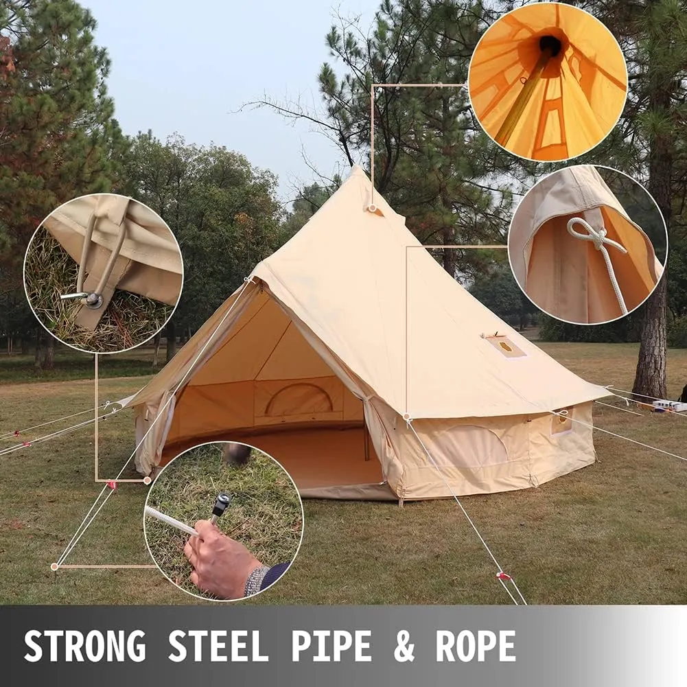 Outdoor 4 Seasons Family incise plasma Party Picnic Yurt Tent W/Stove Hole NIEH 4-12 Person Camping Tent 3-6m Waterproof Cotton Canvas Bell Tent 