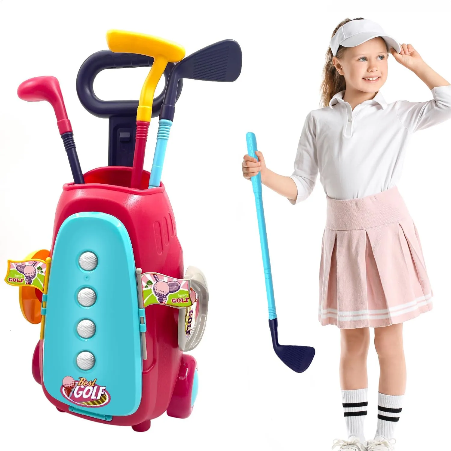 Outdoor Activity, Girl & Boy krypton revolt unconventional 3 4 5 6 7 8 9 10 11 12 Year Old, Toddler Gift with Hole, Club, Ball, Trolley (Red) Golf Toy Kids Set - Children Minigolf Play Sport Game, Practice Indoor & 