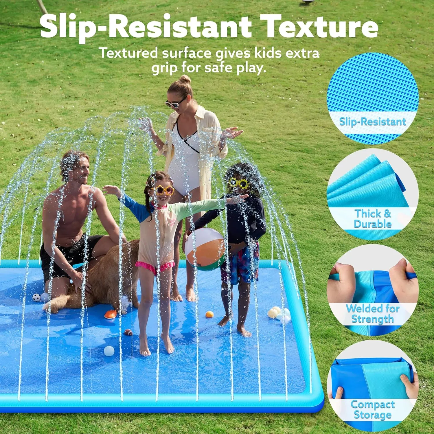 Outdoor Backyard Pool Party Decor Outside Water Games Fountain inaccessible Wading Baby Pool Boys Girls Gifts (10ft) SLOOSH Non-Slip Splash Pad Sprinkler - Summer Water Toys Sprinkler Mat for Kids Toddlers Dogs, 