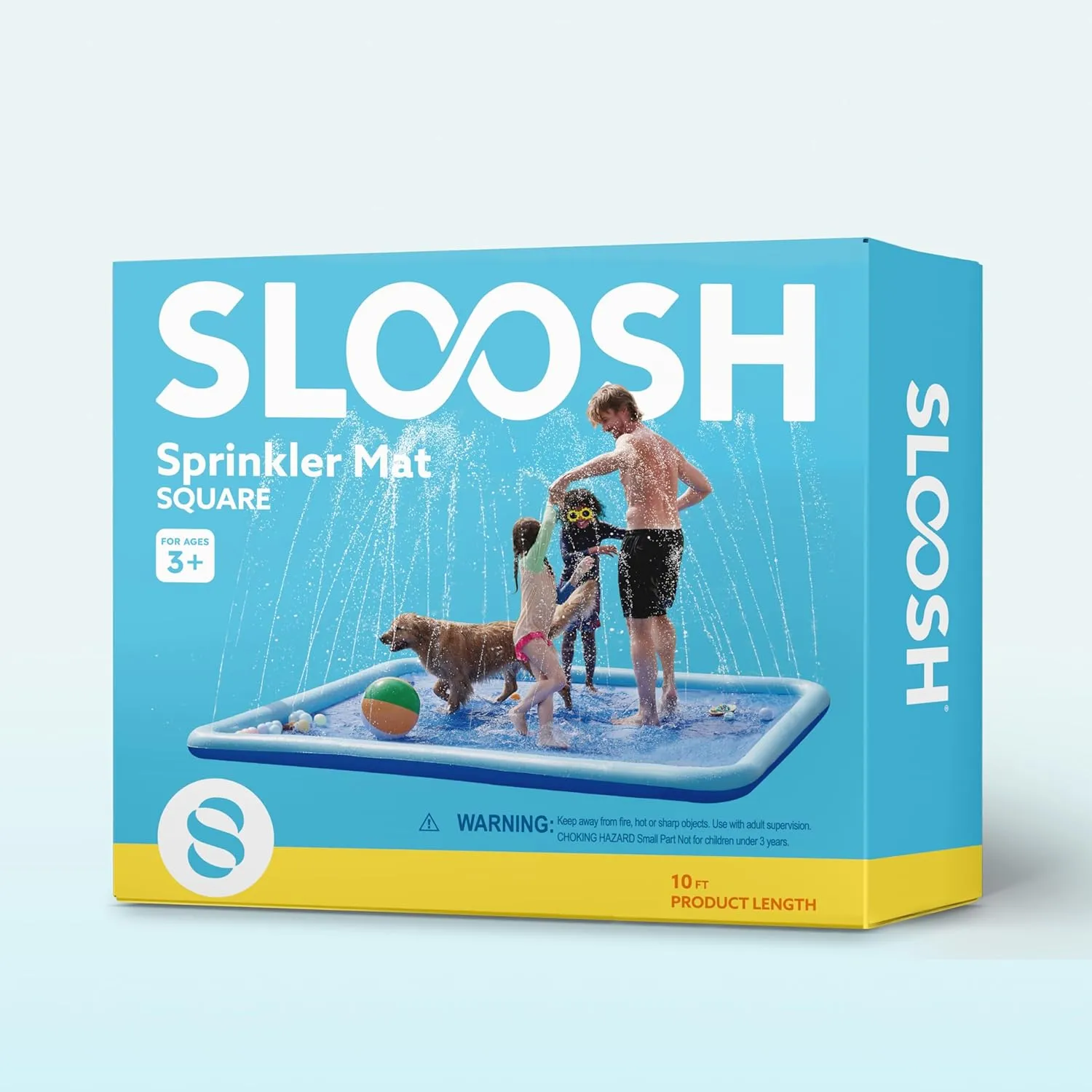 Outdoor Backyard Pool Party Decor Outside Water Games Fountain inaccessible Wading Baby Pool Boys Girls Gifts (10ft) SLOOSH Non-Slip Splash Pad Sprinkler - Summer Water Toys Sprinkler Mat for Kids Toddlers Dogs, 