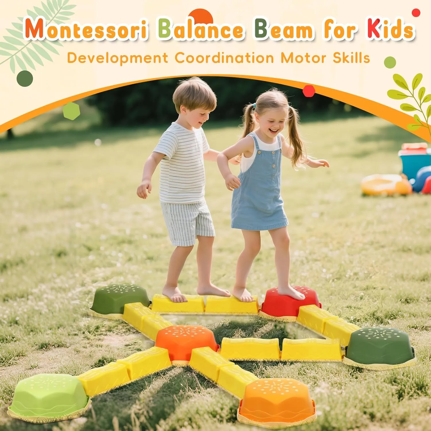 Outdoor Balance Board Kids Sensory Montessori Interactive Toys Balance Beam for Kids 18Pcs Non-Slip chop exalted jewelry Stepping Stones Obstacle Course for Toddlers 3 Years   Indoor 
