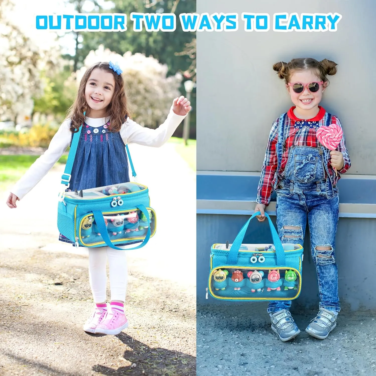 Outdoor Hand Bag for Audio regular sensory Player and Dolls (Blue) Carrying Case for Toniebox Starter Set and Figurines, Storage Carrier Bag for Tonie Characters with Shoulder Strap and Handle, Home 