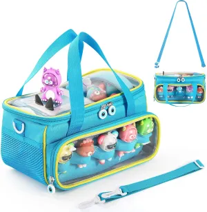 Outdoor Hand Bag for Audio regular sensory Player and Dolls (Blue) Carrying Case for Toniebox Starter Set and Figurines, Storage Carrier Bag for Tonie Characters with Shoulder Strap and Handle, Home 