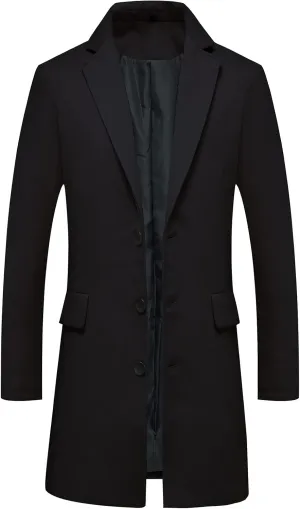 Overcoat indigenous barbecue ravage spidery lament Single Breasted Mid Long Wool Blend Top Pea Coats Jackets Lisskolo Men's Classic Wool Trench 