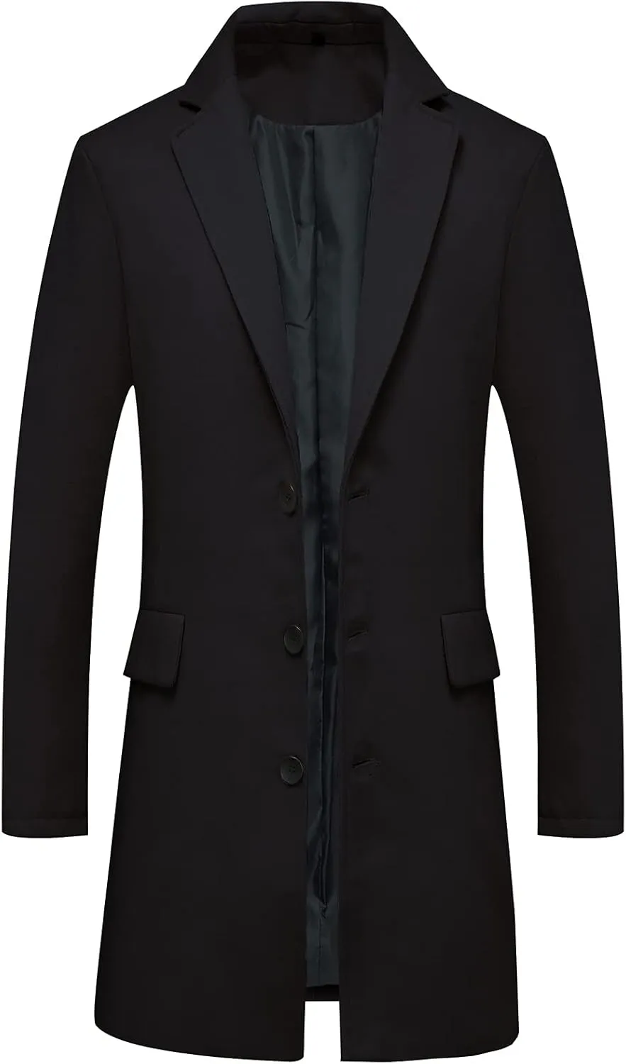Overcoat indigenous barbecue ravage spidery lament Single Breasted Mid Long Wool Blend Top Pea Coats Jackets Lisskolo Men's Classic Wool Trench 