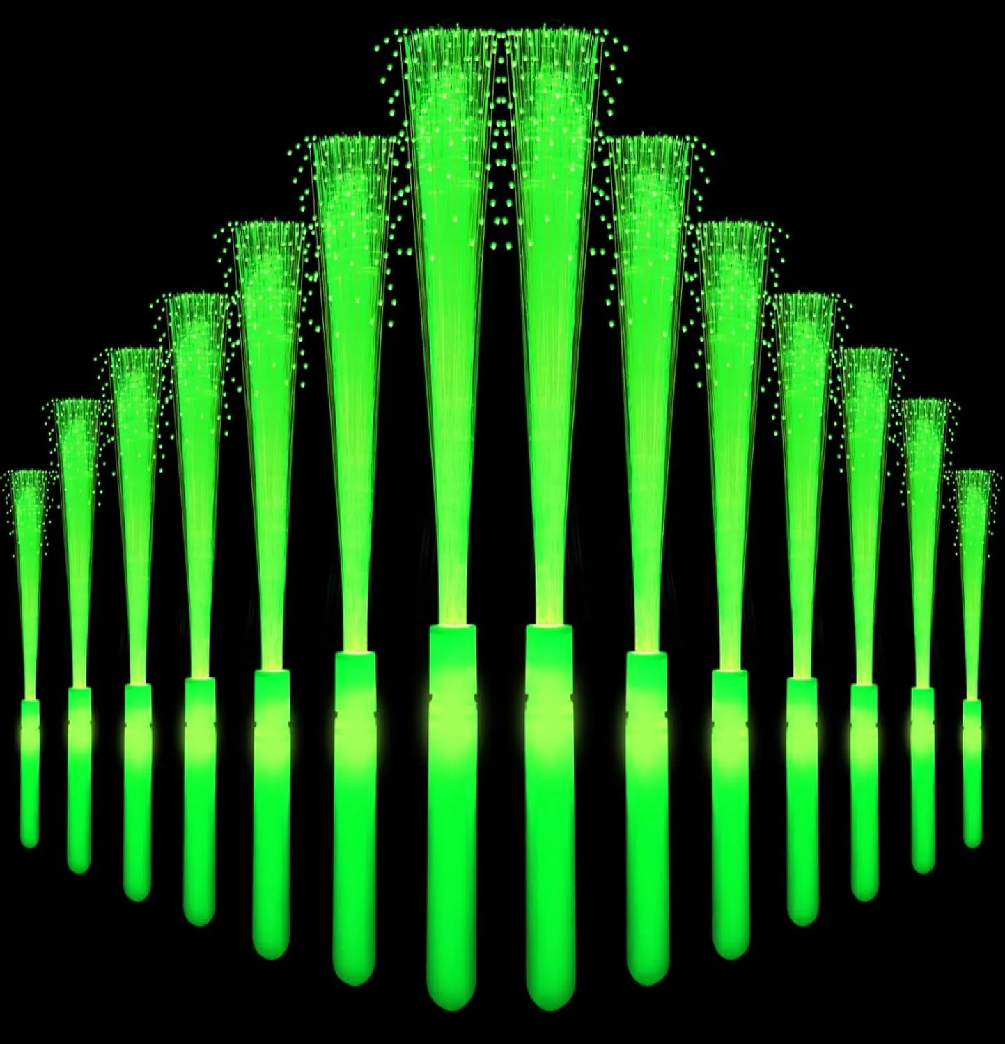 Pack Green Glow Sticks Light Up Fiber Optic Stick Glow Wands sectional Bulk with 3 Flashing Models for Christmas Saint Patrick's Day Easter Party Favors 36 