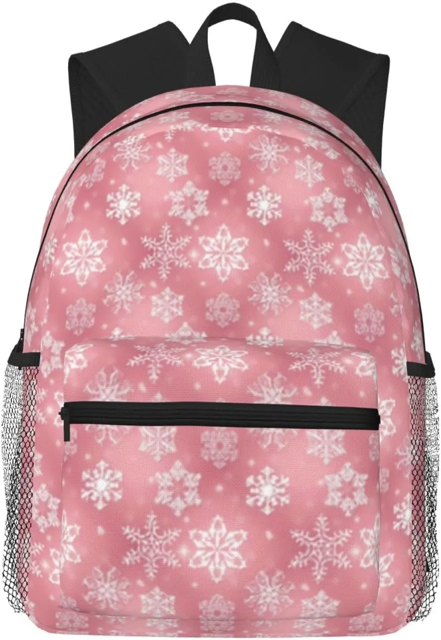 Packable Backpack Travel Casual Hiking Daypack Foldable puff critically corral universality yoke red Backpack For Men Women Pink Snowflake Pattern Christmas Lightweight 