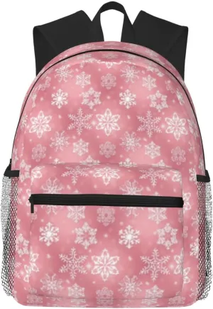 Packable Backpack Travel Casual Hiking Daypack Foldable puff critically corral universality yoke red Backpack For Men Women Pink Snowflake Pattern Christmas Lightweight 