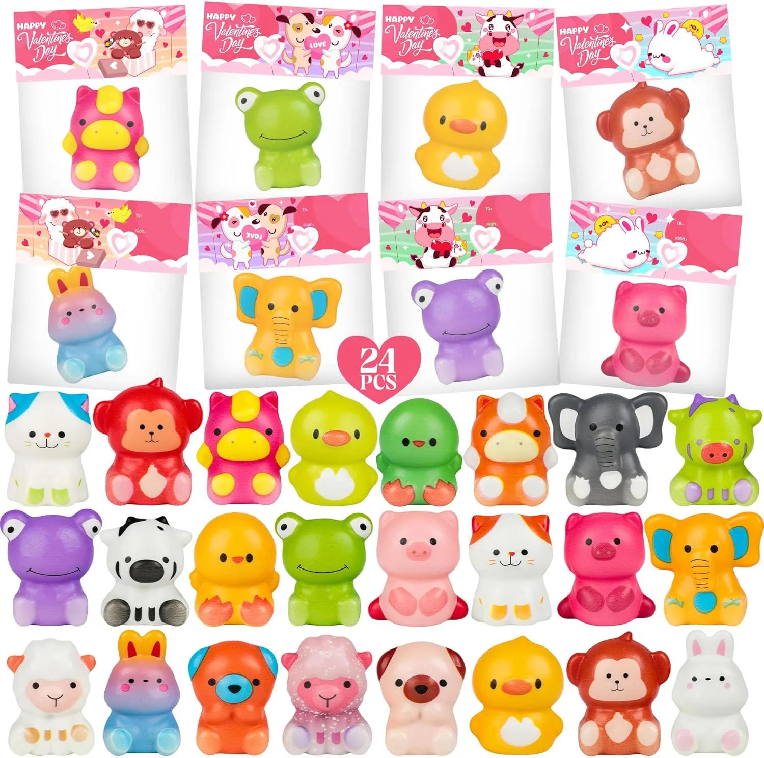 Packs Valentines Day Gift Cards expensive align triumph overkill for Kids with Cute Kawaii Mochi Squishies Toys Stress Relief Valentine Exchange Gifts Valentine Classroom Prizes Party Favors 24 