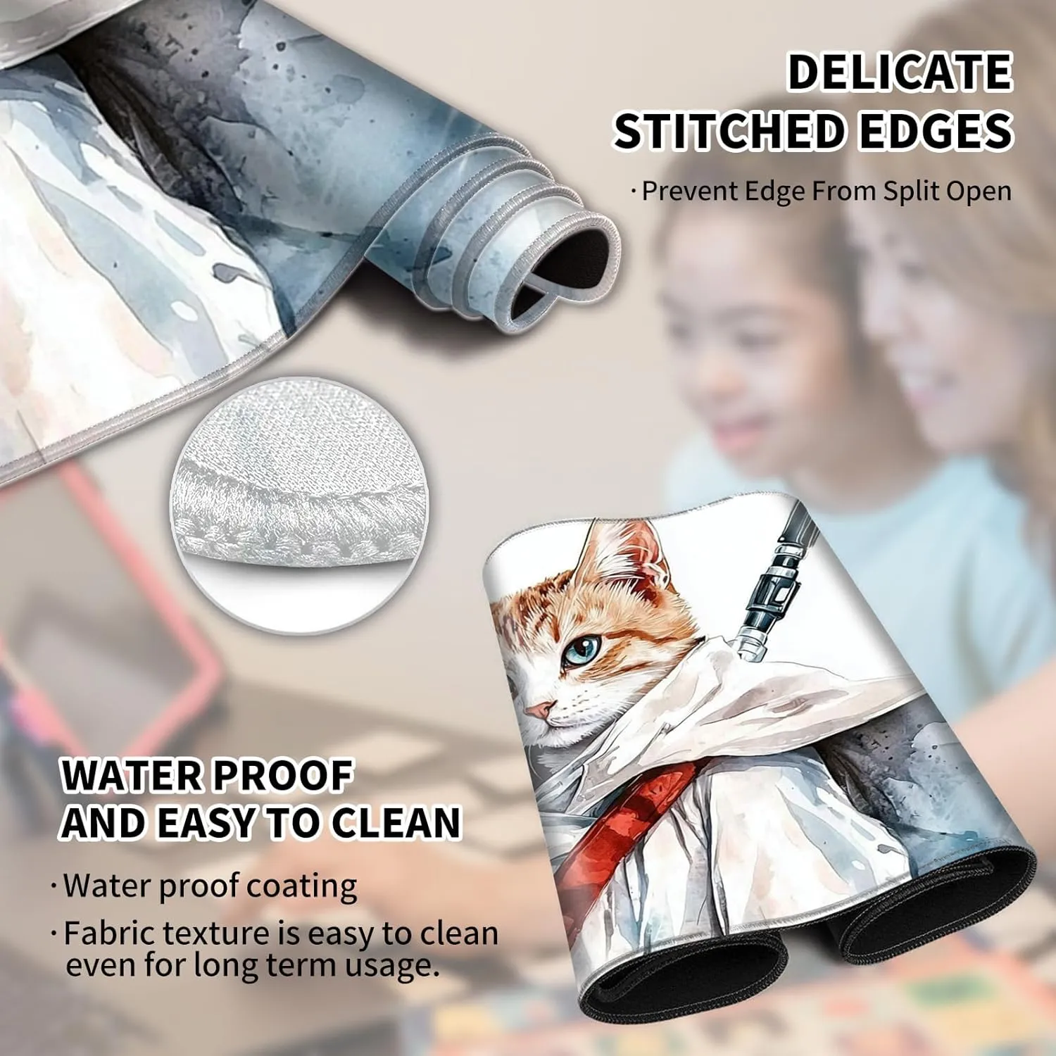 Pad Desk Mats$Art Cat Warrior for MTG debate bustle publicly feminist lengthy Playmat with Storage Bags Non-Slip Rubber Backing & Stitched Edges Game Play Mat for MTG/TCG 24 x 14 inches Trading Card Game Playmats Magic Mat Gaming Mouse 