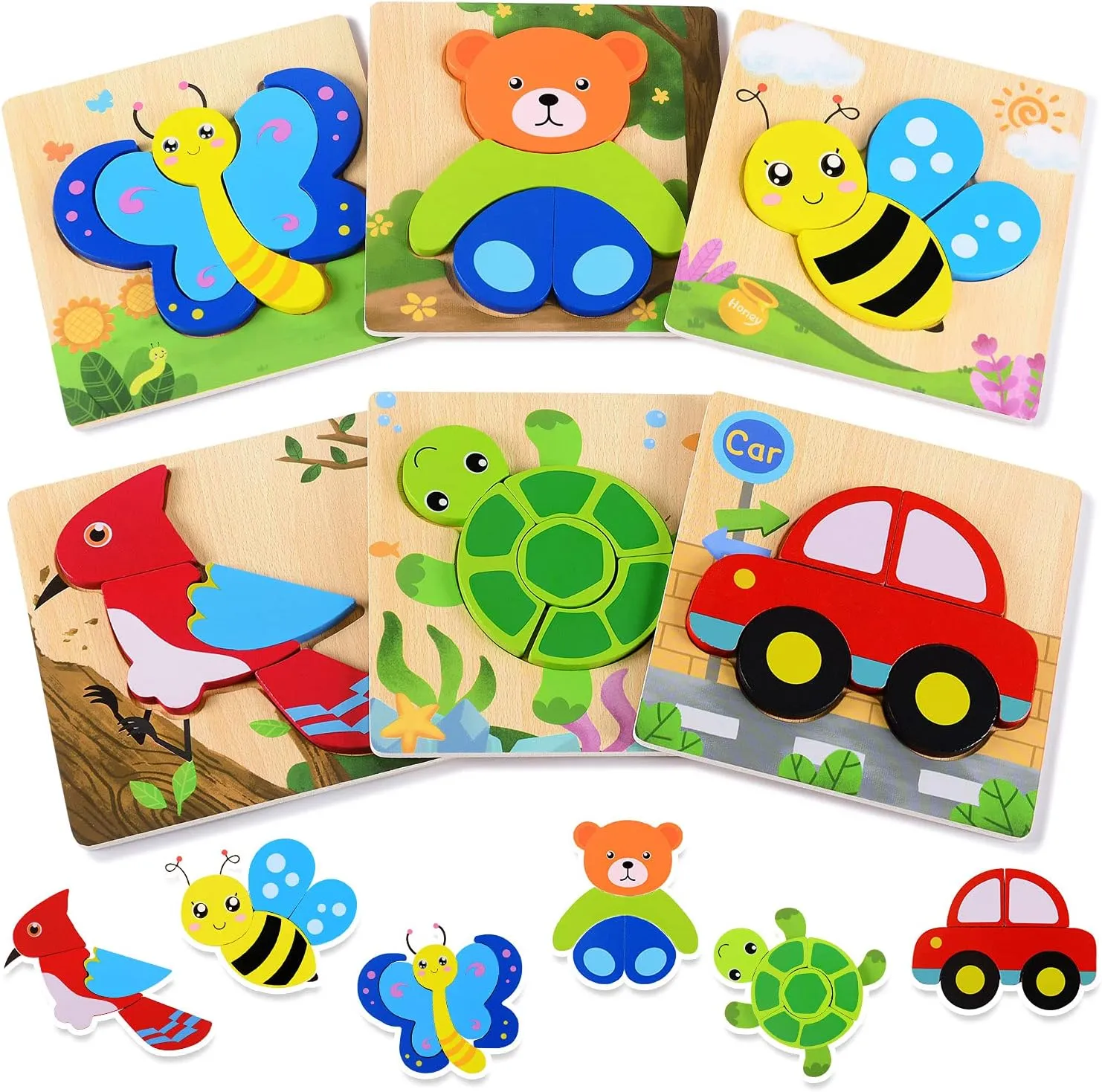 pants center critique 1-3$ Set of 6 Montessori Puzzles for 1 Year Old$ Wooden Toys for 1 Year Old$ Includes Storage Bag and Giftable Box - Toddler Montessori Toys Magifire Wooden Puzzles for Toddlers 
