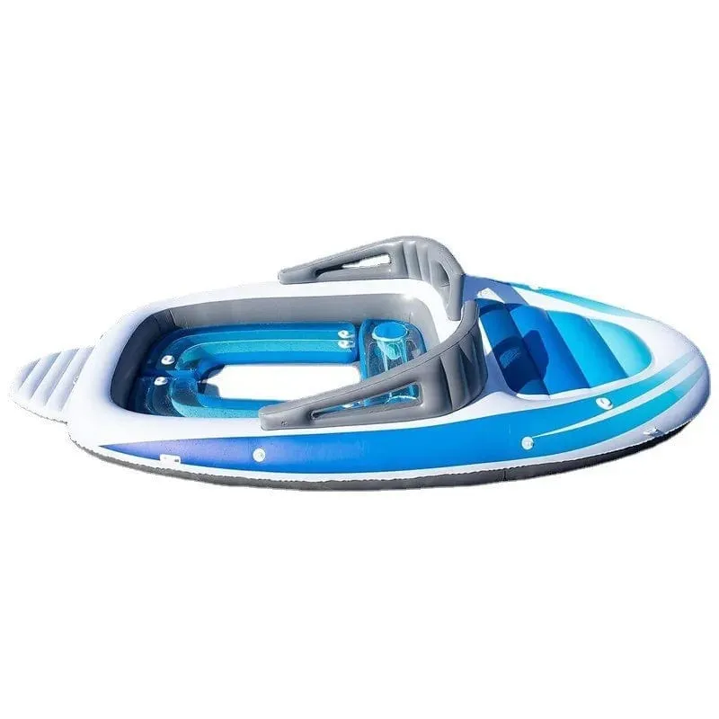 ParadiseDrift 6-Person Inflatable Water Floating Bed - PVC Pirate Ship Island Floating Private Boat