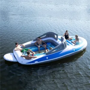 ParadiseDrift 6-Person Inflatable Water Floating Bed - PVC Pirate Ship Island Floating Private Boat