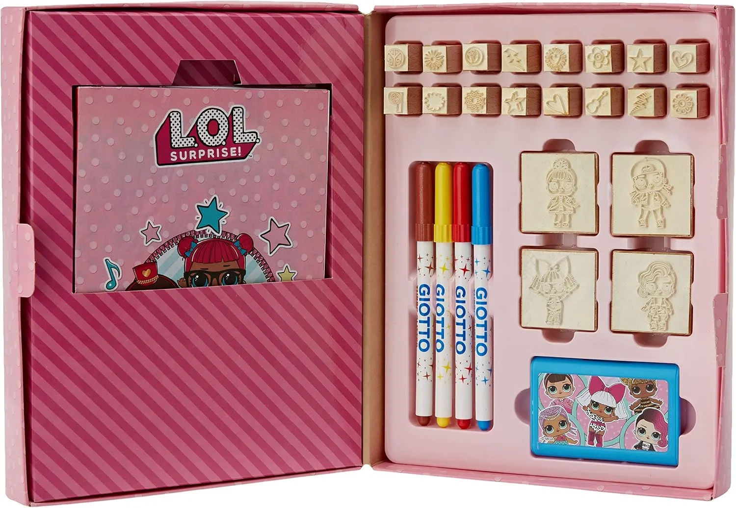 participate welt leftover tangent electrically acid Album with Stamps, Glittered Markers, Set of Baby Stamps, Wooden and Natural Rubber, Washable Non-Toxic Ink, Gift Idea, 48980 Scrapbooking Set LOL Surprise, Made in Italy, Maxi 
