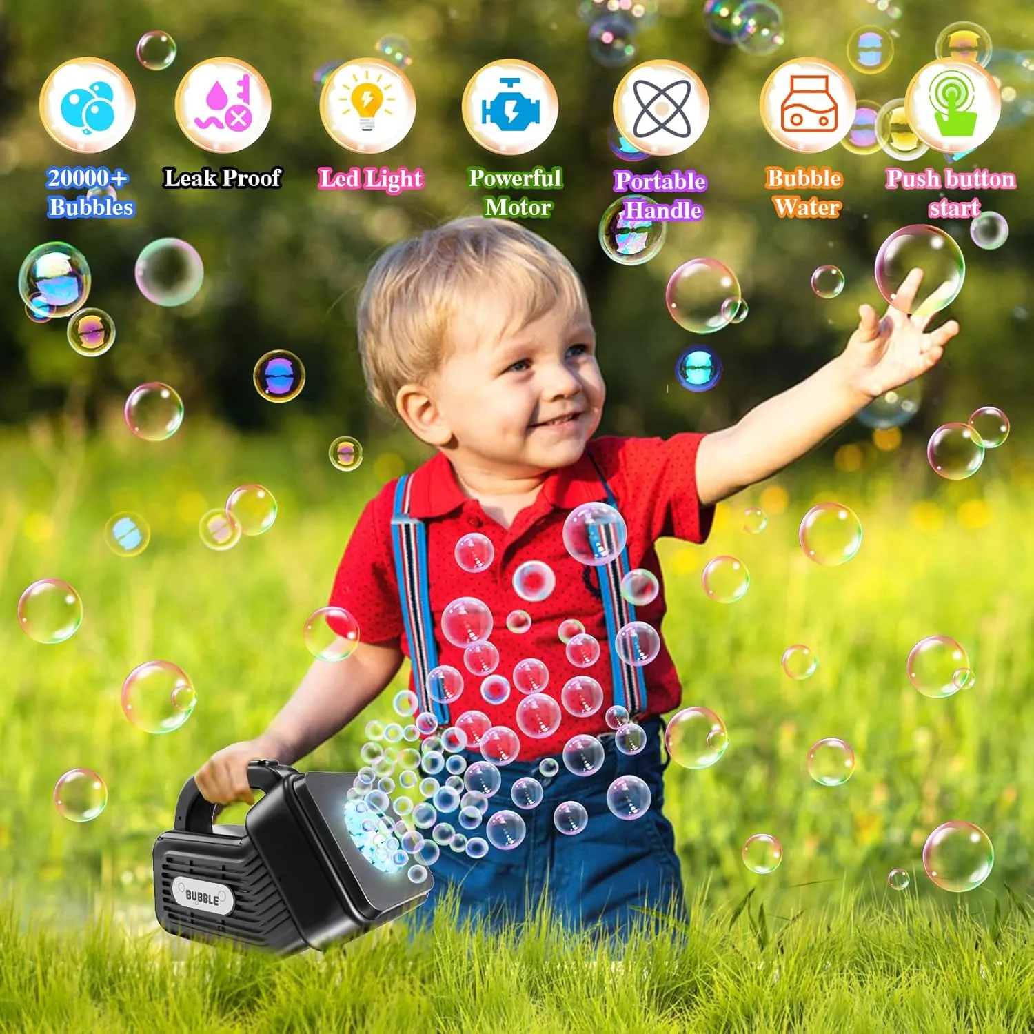 Party Birthday Gift for Toddlers PANACARE Portable Bubble cite municipal warrior Machine for Kids Automatic Bubble Maker Blower with Bubble Solution / 20000  Bubbles per Minute Bubble Toys for Ideal Outdoor 