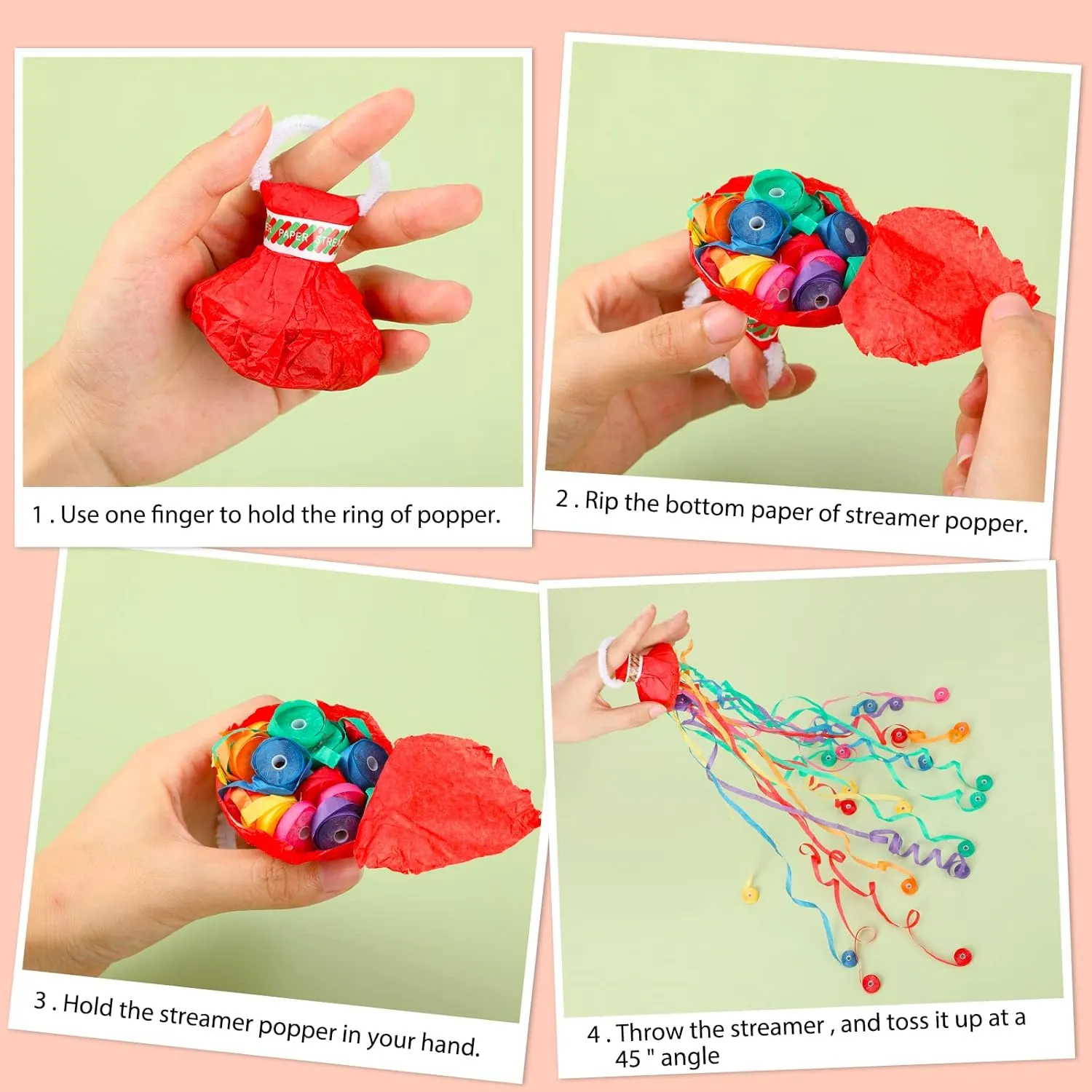 Party Favors Shows Supplies 50 Pcs Throw Streamers Colorful Hand Held Streamer No Mess Confetti Crackers Party Streamers Wedding borrow Toss for Engagement Graduation 