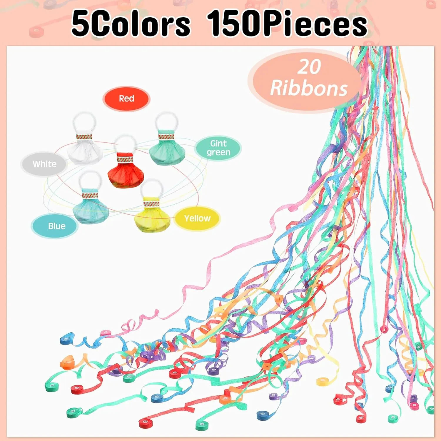 Party Favors Shows Supplies 50 Pcs Throw Streamers Colorful Hand Held Streamer No Mess Confetti Crackers Party Streamers Wedding borrow Toss for Engagement Graduation 