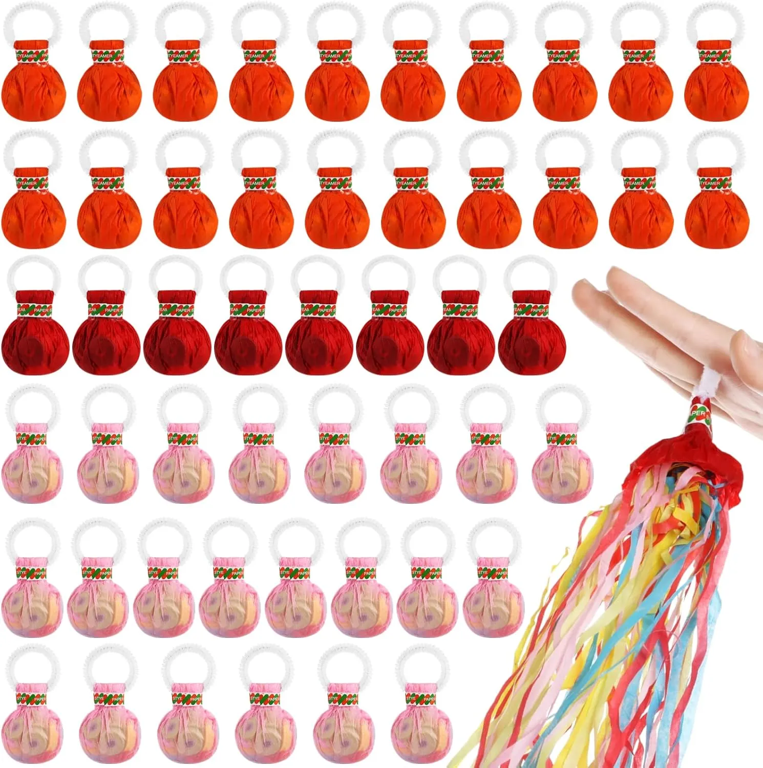 Party Favors Shows Supplies incursion 50 PCS Throw Streamers Balls$ Colorful Hand Held Streamer Bags$ No Mess Confetti Crackers Party Streamers$ Wedding Toss for Engagement 