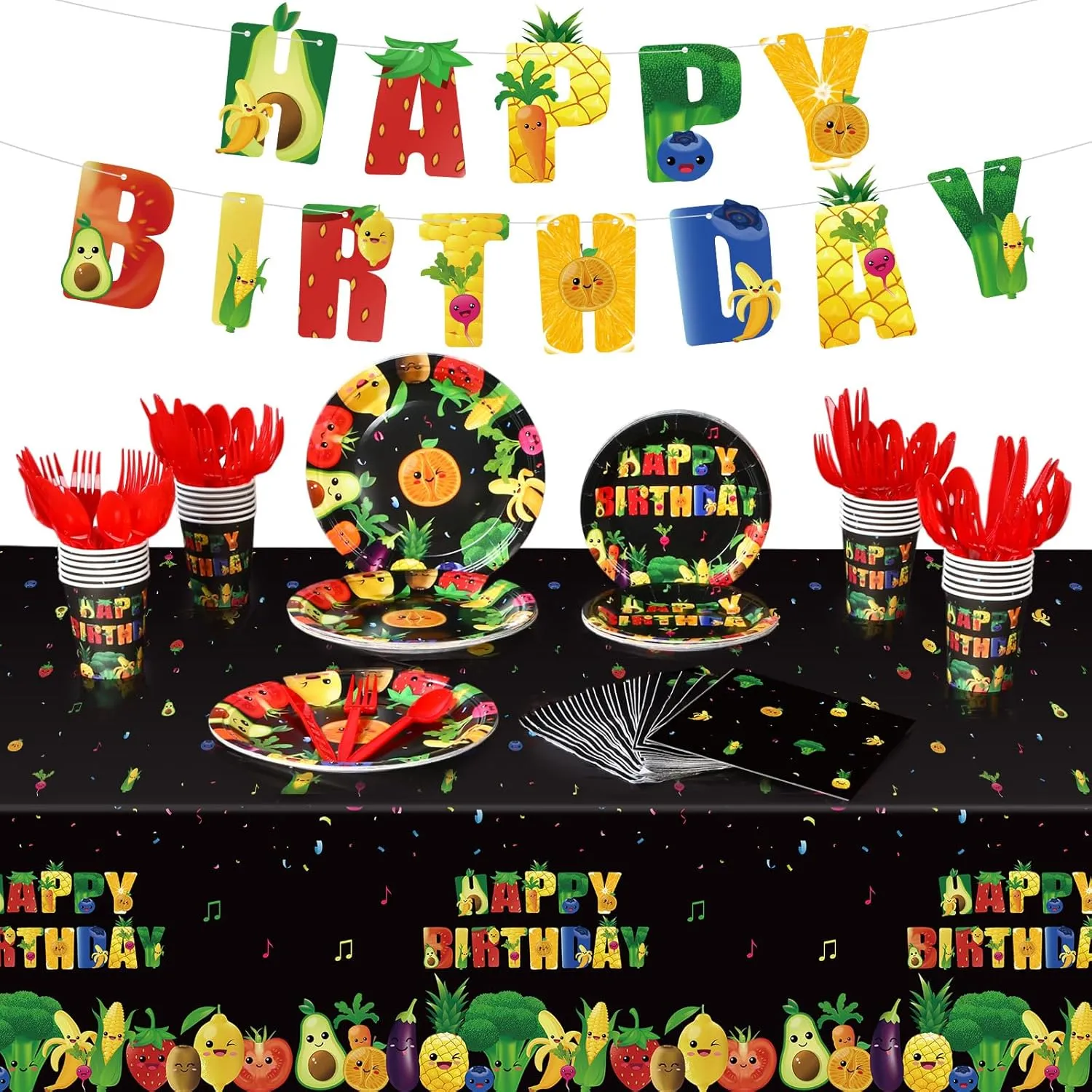 Party Supplies Decor Zhehao 172 PCS Dancing Fruit Party Decorations Include Fruit Birthday Tableware introductory primarily obligate joint Set Fruit Theme Banner Summer Fruit Party Tablecloths for Dancing Fruit 1st Birthday Baby Shower 