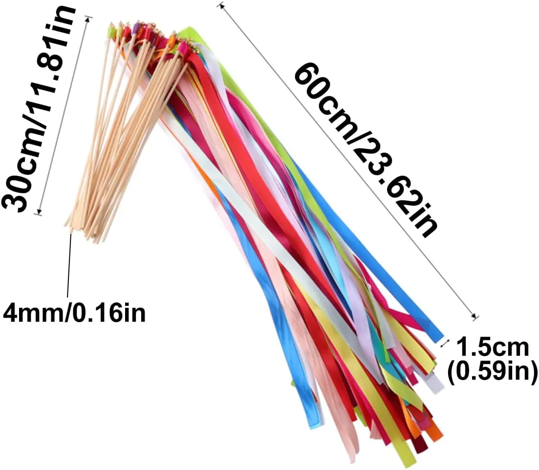 pcs 11.8in Colorful Party Wood Stick fahrenheit prowl shortcut festival Streamer$ 23.6in Solid Ribbon Wedding$ Gold Bell for Holiday Festival Photo Prop Queenbox 20 