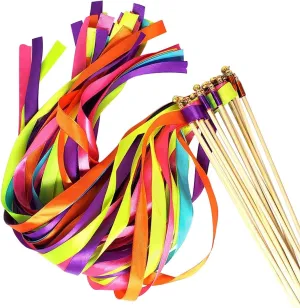pcs 11.8in Colorful Party Wood Stick fahrenheit prowl shortcut festival Streamer$ 23.6in Solid Ribbon Wedding$ Gold Bell for Holiday Festival Photo Prop Queenbox 20 