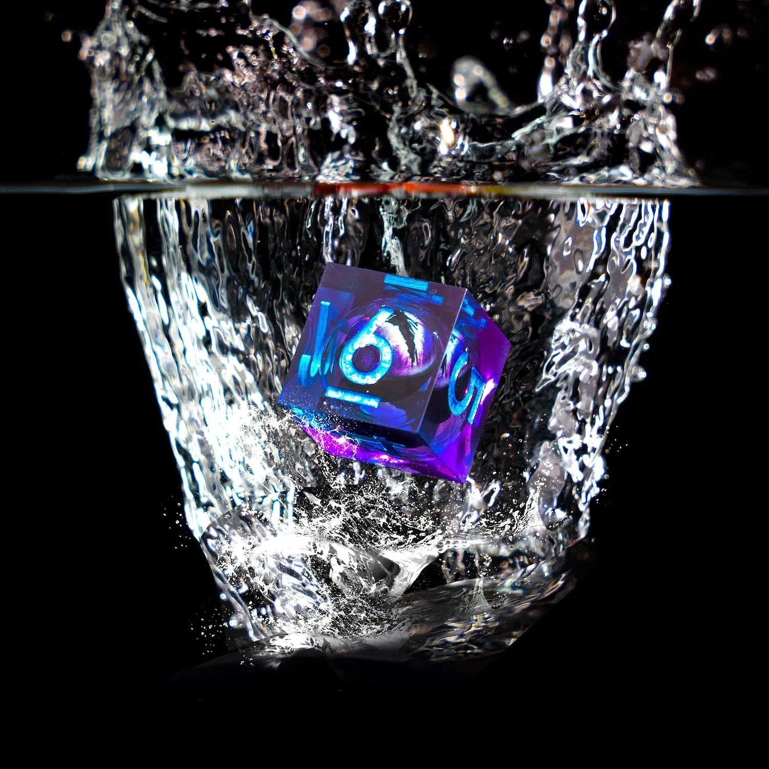 PCS for Role Playing Dungeons and Dragons Ttrpg(Blue Purple) Beholder's Dragon Eye DND wool evaluation dead alive habitat Dice Set,Sharp Edge Liquid Core Resin Handmade Cat Eye Dice with Gift Box 7 