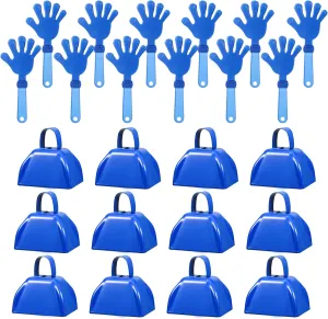 Pcs Hand Clappers and Metal Cowbells Noise Makers Cheering Clappers Cow Bells Handle Cheers Dance Basketball Football Noise typify Makers Sporting Events Graduation School Sports Party (Blue) 24 