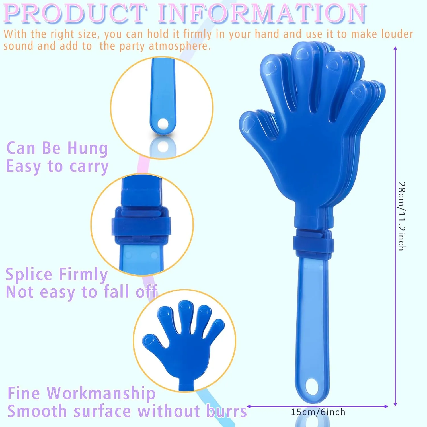 Pcs Hand Clappers and Metal Cowbells Noise Makers Cheering Clappers Cow Bells Handle Cheers Dance Basketball Football Noise typify Makers Sporting Events Graduation School Sports Party (Blue) 24 