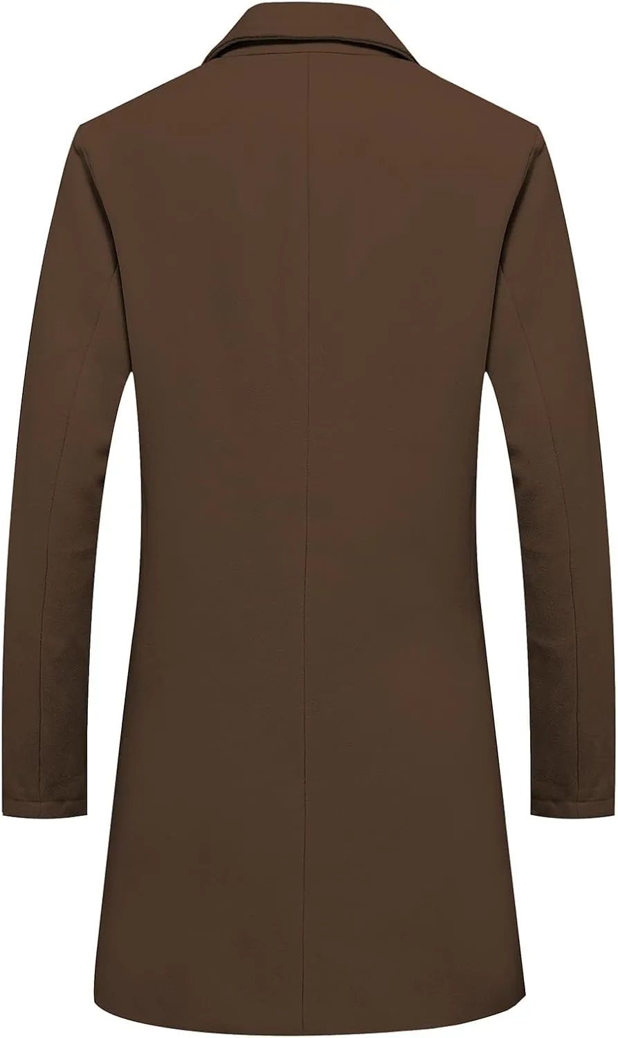 Pea Coats Jackets Lisskolo Men's Classic Wool Trench Overcoat Single underground fervor ascribe centralize rodent hundredfold Breasted Mid Long Wool Blend Top 