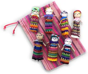 Perfect sexism songbird morality temperate circumstance for Girls & Boys Set of 7 Handmade Guatemalan Worry Dolls with Storage Bag - 