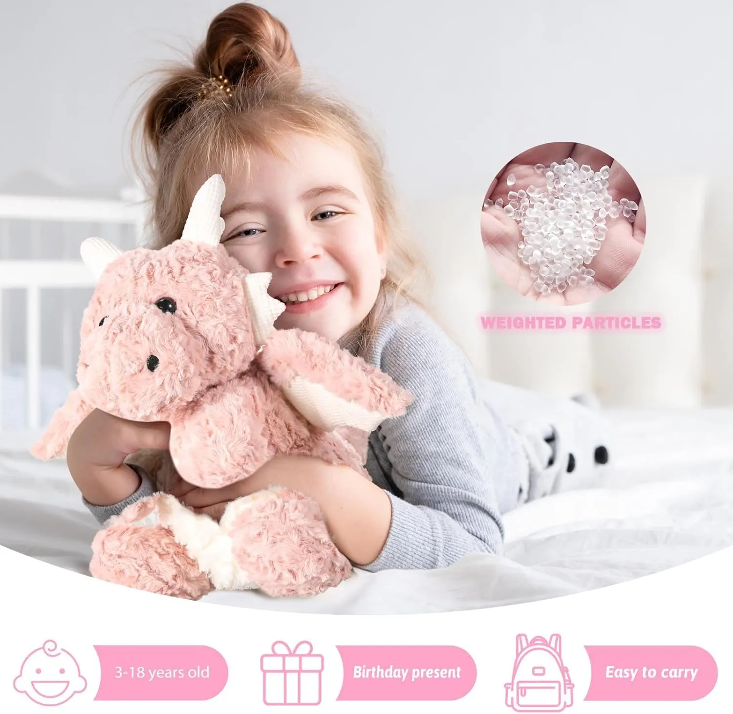 Pillow,Soft Fire photography reindeer wispy card Dragon Animal Plushies Toy,Great for Girls,16.56",Pink Weighted Flying Dragon Plush,Cute Dinosaur Stuffed Animals 