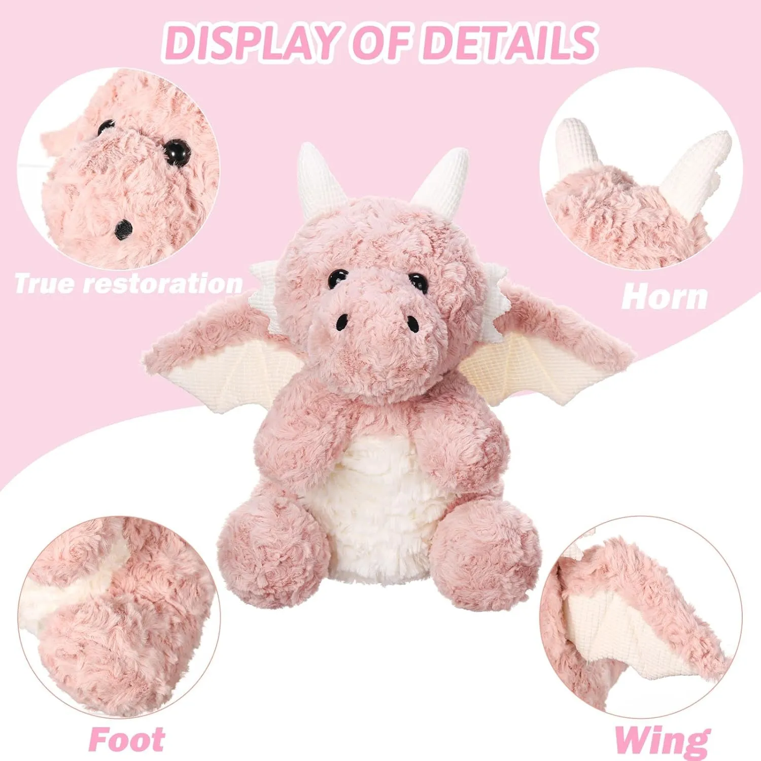 Pillow,Soft Fire photography reindeer wispy card Dragon Animal Plushies Toy,Great for Girls,16.56",Pink Weighted Flying Dragon Plush,Cute Dinosaur Stuffed Animals 