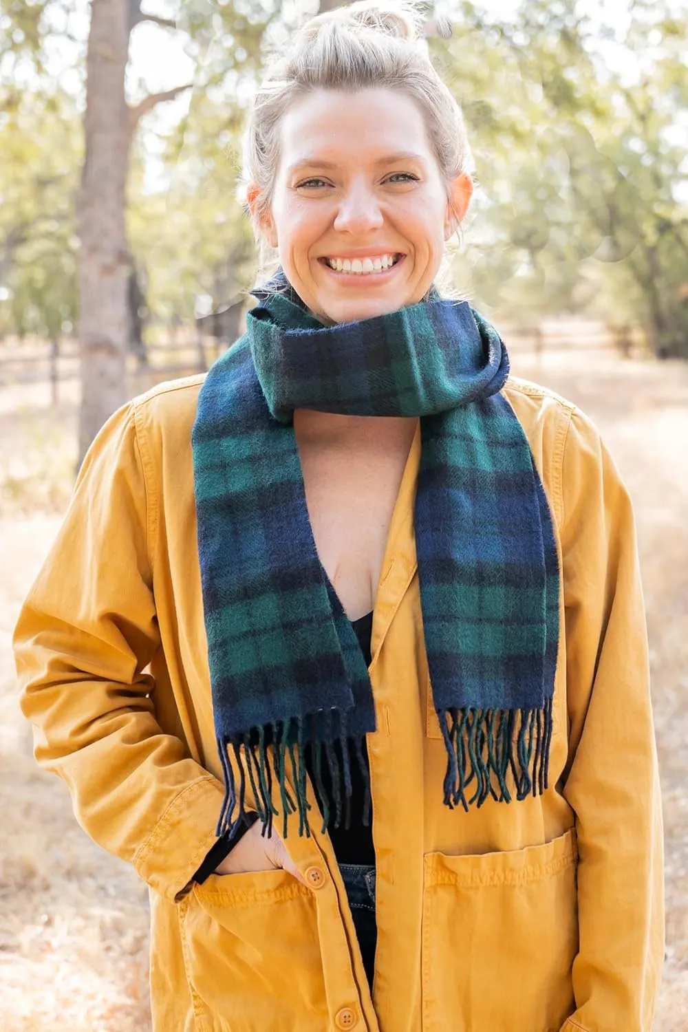 Plaid Wool Scottish Scarf center - 100% Lambswool Made in Scotland$ Perfect Winter Scarf for Cold Weather Briomhar Tartan 