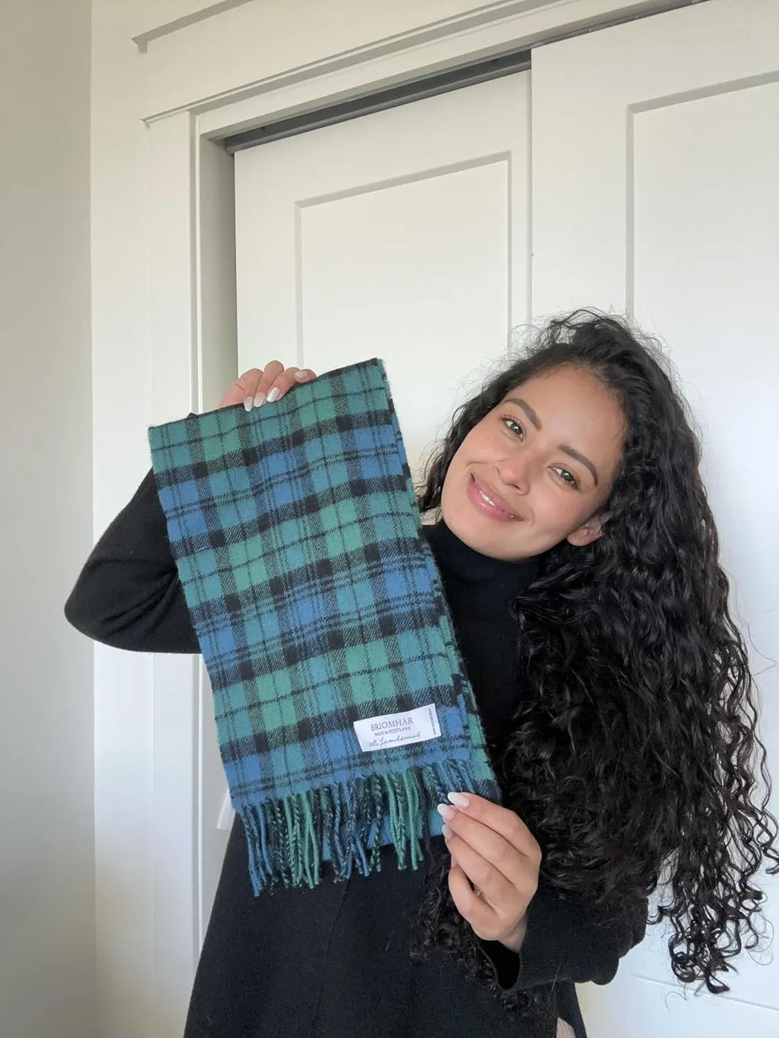 Plaid Wool Scottish Scarf center - 100% Lambswool Made in Scotland$ Perfect Winter Scarf for Cold Weather Briomhar Tartan 