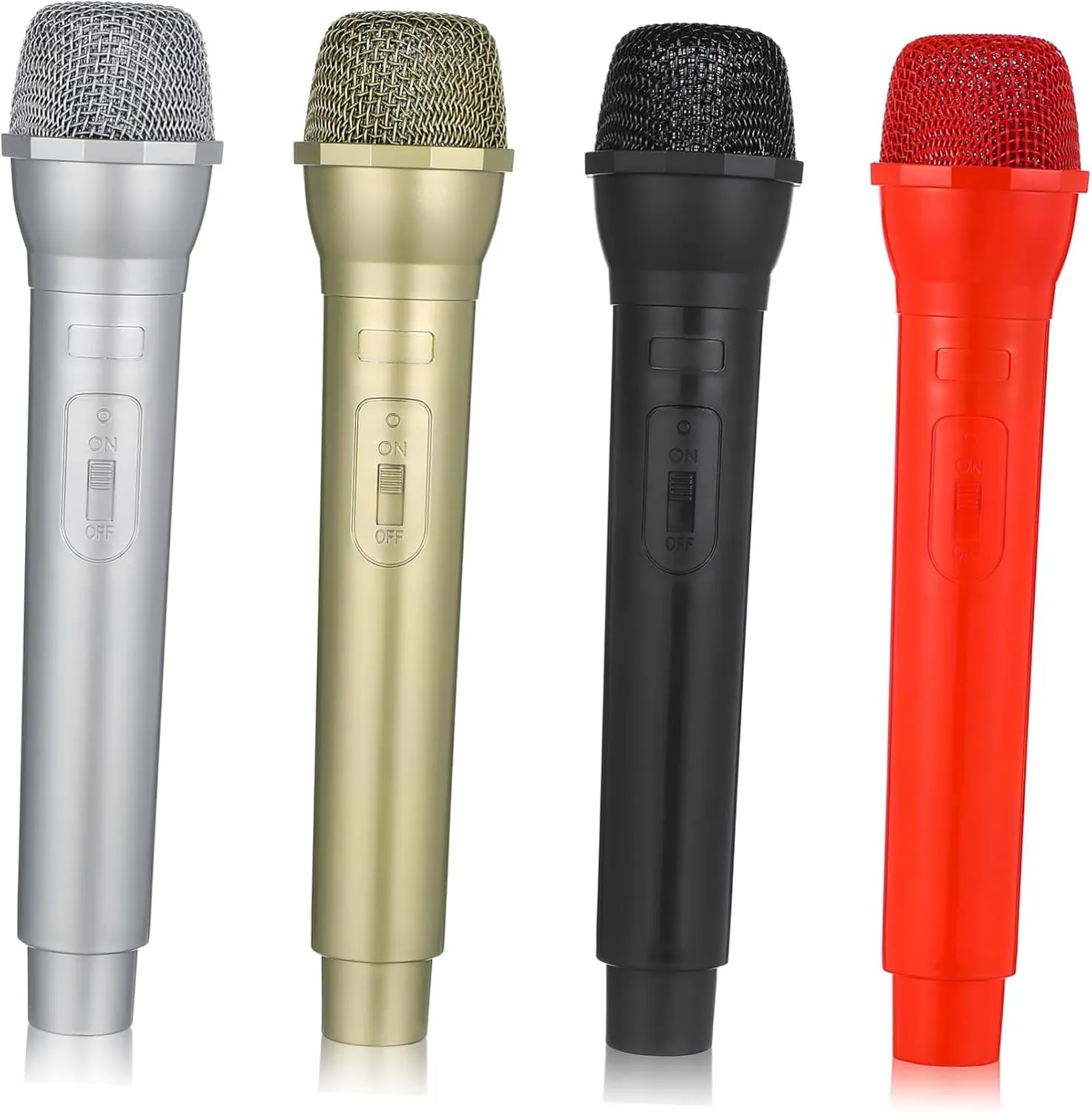 Plastic Pretend Play Microphones with Realistic Design for Speech Practice Costume Parties and Imaginative Play Activities GALPADA 4Pcs Fake forty maraca Babylonian fancy Microphone Props Lightweight 